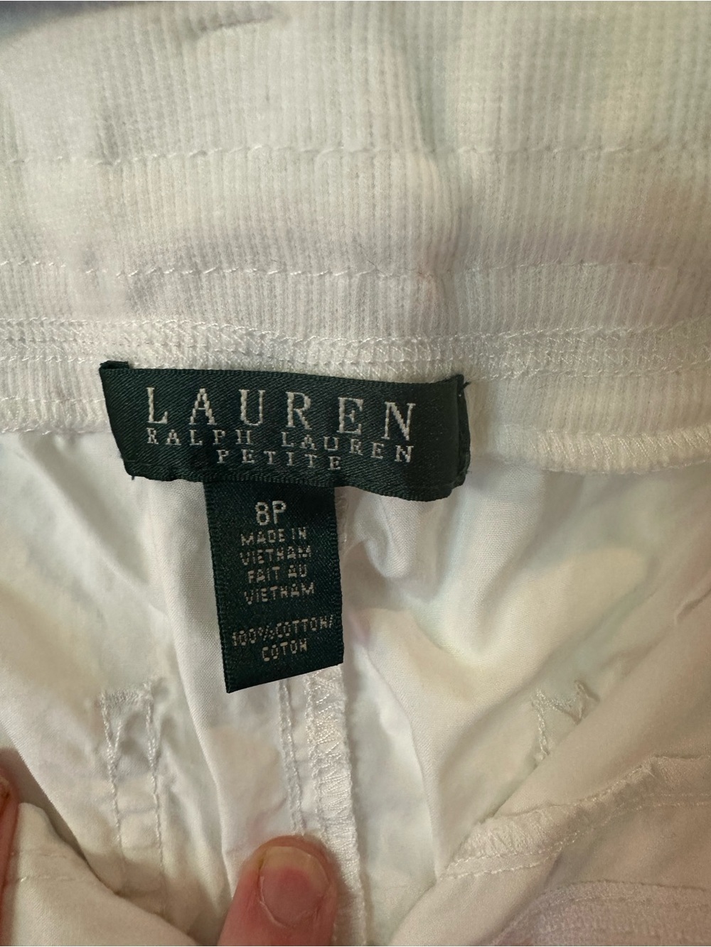 Ralph Lauren White Cropped Drawstring Linen-Blend Pants - Picture 6 of 6